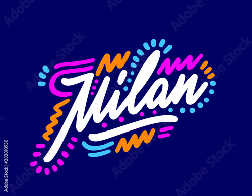 Milan Handwritten city name.Modern Calligraphy Hand Lettering for Printing,background ,logo, for posters, invitations, cards, etc. Typography vector.