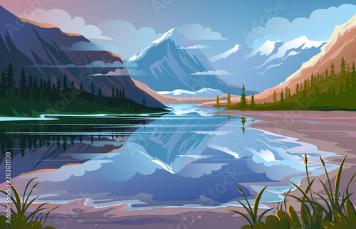 Beautiful nature, natural landscape. Evening mountain scenery