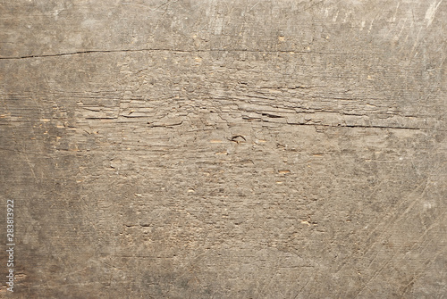 Texture of old wooden board. Dirty and scratched board.