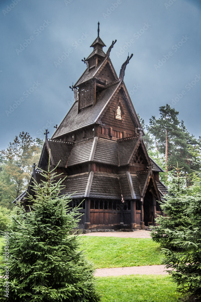 Stave church in Oslo Folkemuseum in Norway