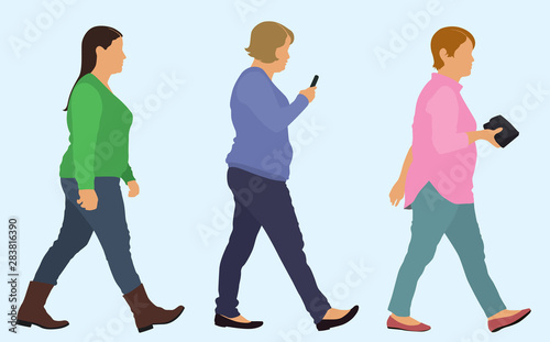 Overweight young Women Walking