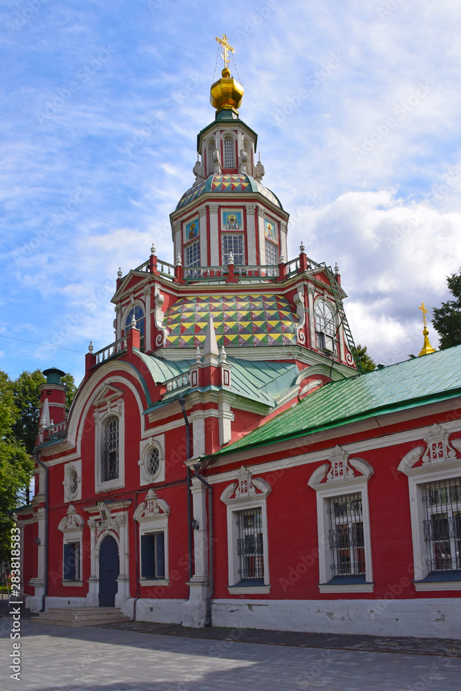 The Church of John the Warrior was built in 1704-1713 in the reign of Peter the Great. The alleged author of the project is architect Ivan Zarudny. Russia, Moscow, August 2019