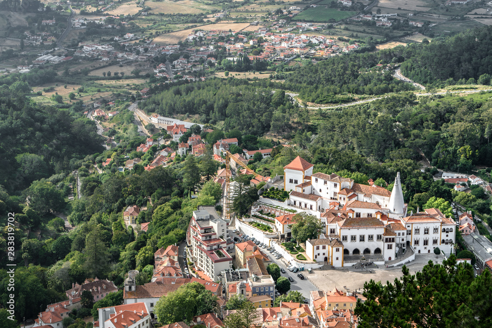 Sintra city view from Moorish Castle in Portugal.