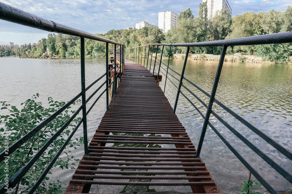 metal bridge over the river