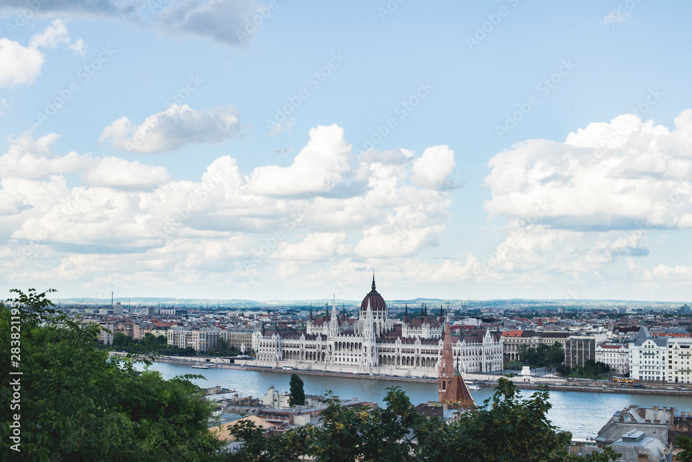 View of The Hungarian Parliament, Budapest from Fishermans Bastion