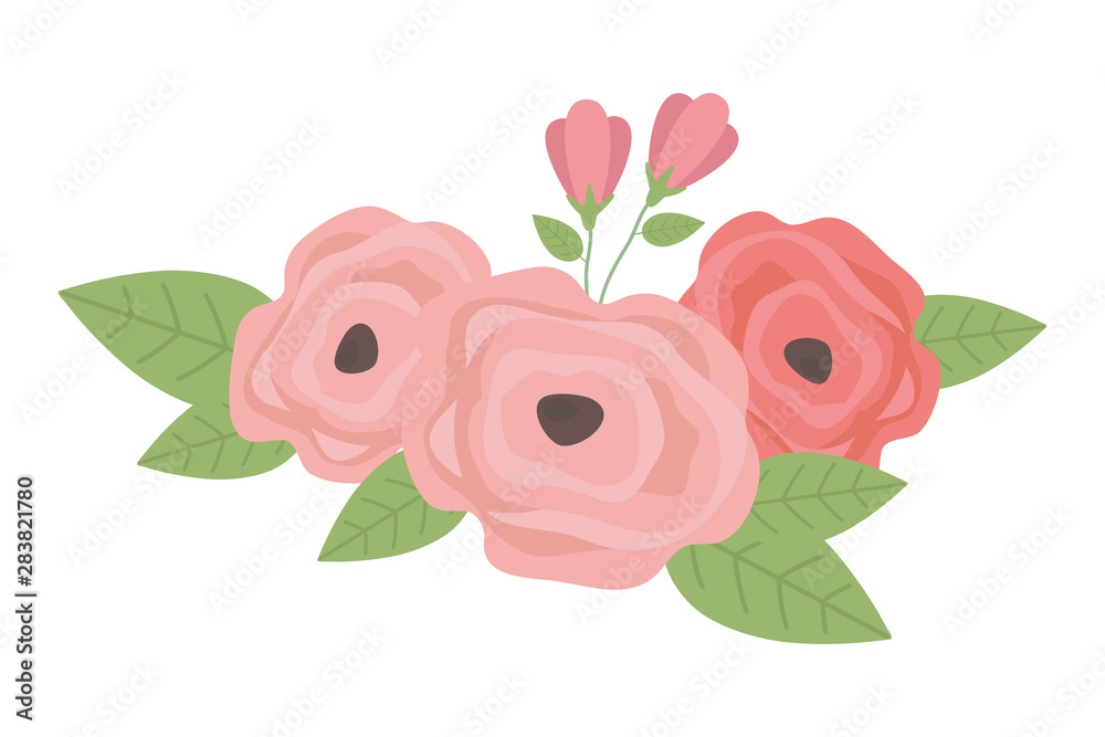Isolated flowerw with leaves design Isolated flowerw with leaves design