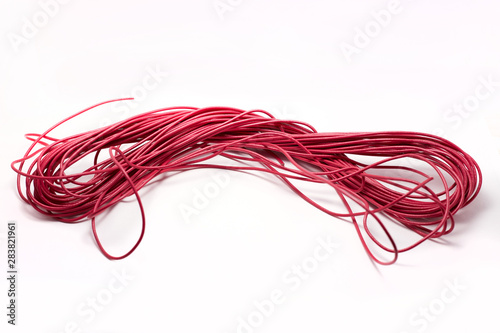Red wires on a white background
