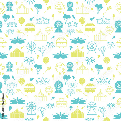 Vector white carnival in summer style seamless pattern background.