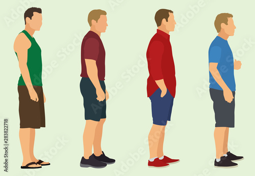 Young Adult Men Waiting in Line