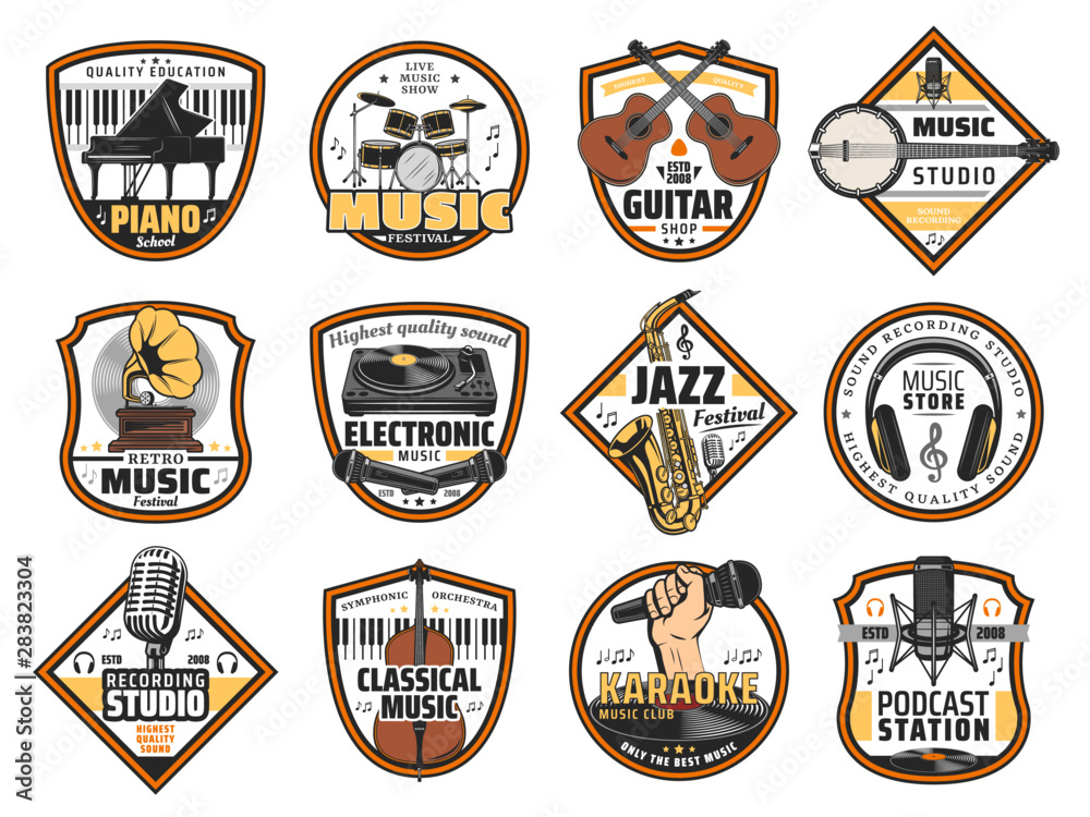 Music instruments shop, sound recording studio Music instruments shop, sound recording studio