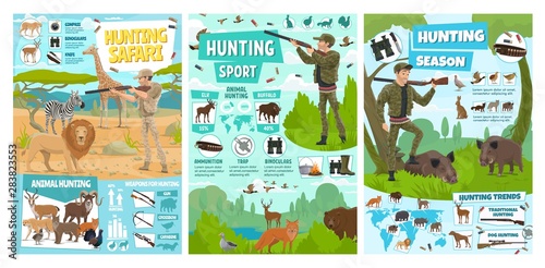 Hunting season animals, African safari sport hunt