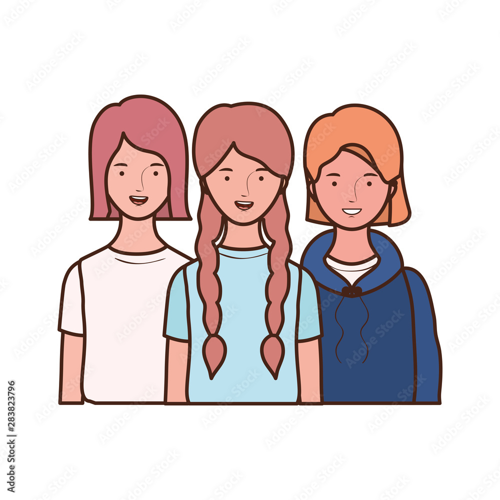 young women on white background