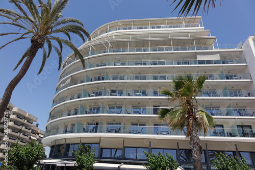 facades of mediterranean buildings, abstract background