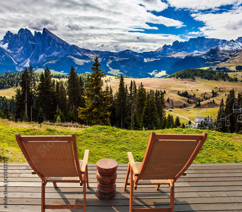 Two lounge chairs on the hotel terrace © Kushnirov Avraham