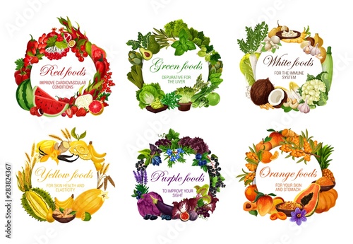 Color diet, healthy vegetarian food nutrition