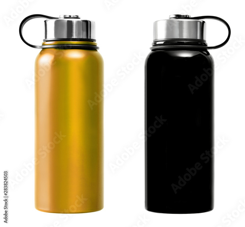 Blue and black thermos