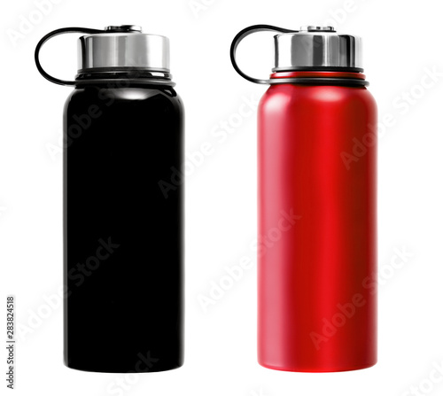 Blue and black thermos