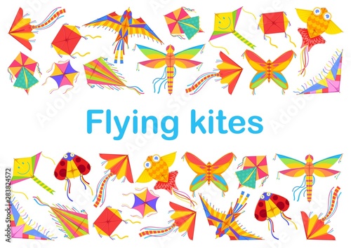 Kid cartoon kites animal, bird and butterfly shape