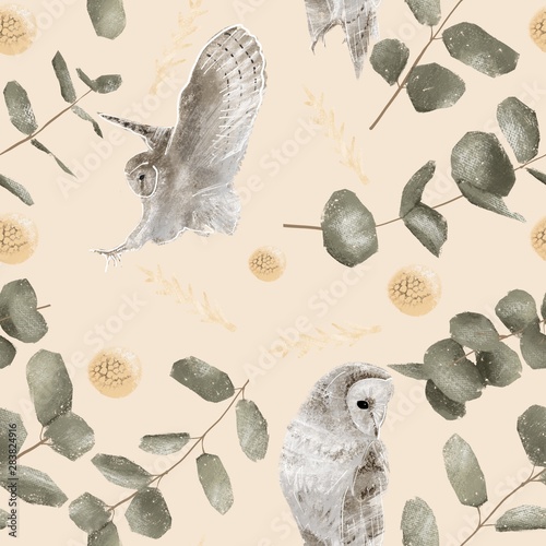 Canvas Print seamless pattern with funny birds