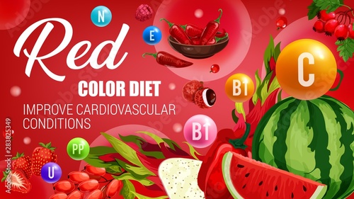 Healthy food, red color diet nutrition