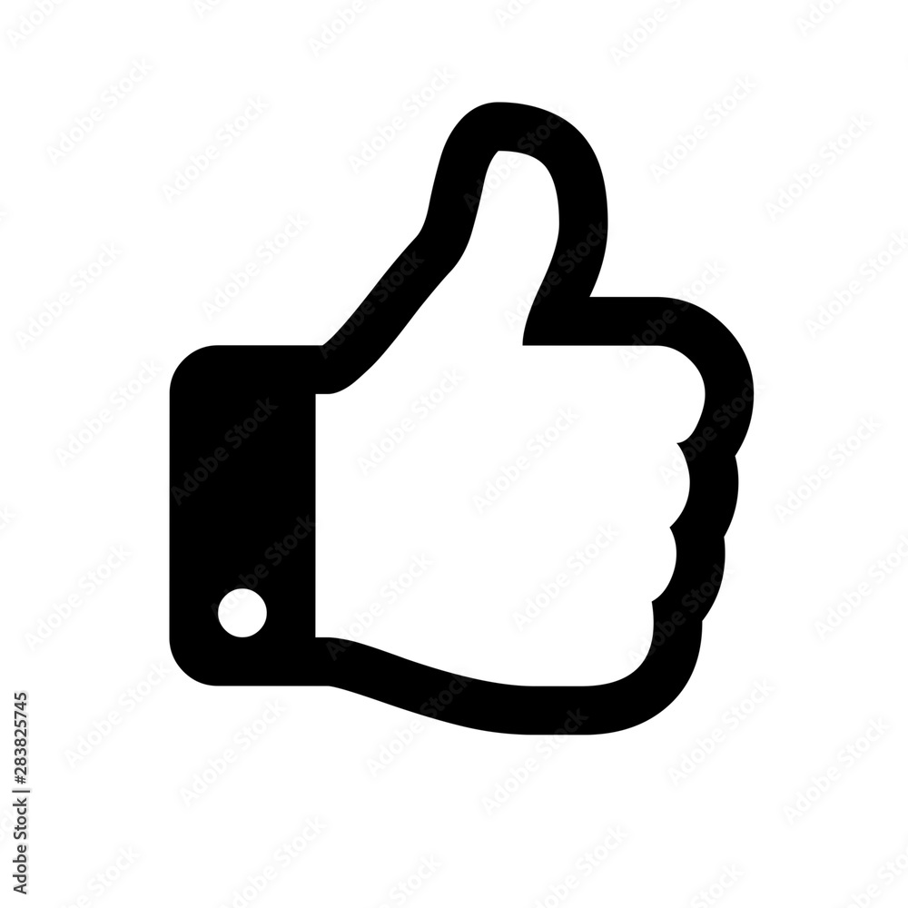 thumb up like hand symbol on blue background