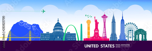 United states travel destination grand vector illustration.