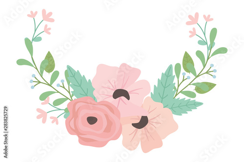 Isolated flowers wreath vector design