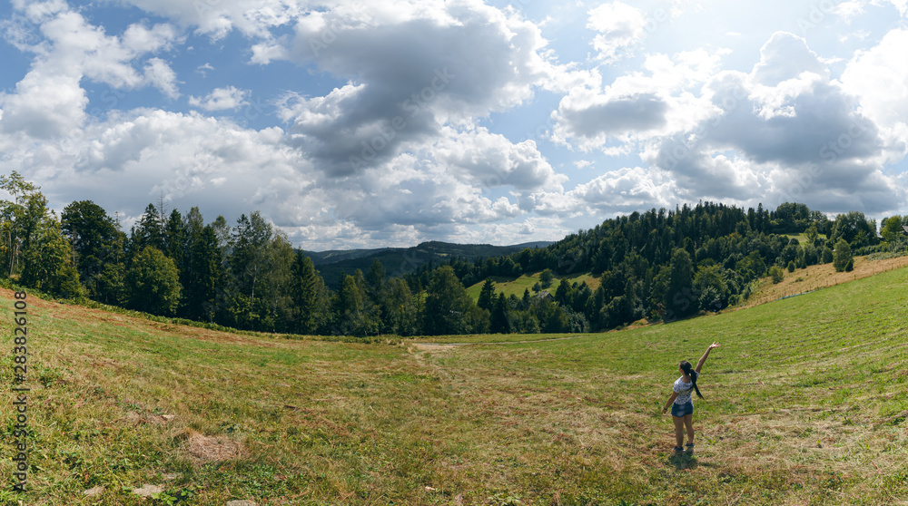 hills of Polish Beskids in summer day