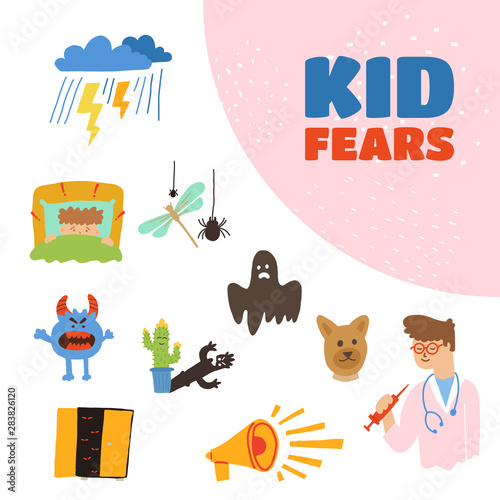 poster written kid fears lettering cartoon flat