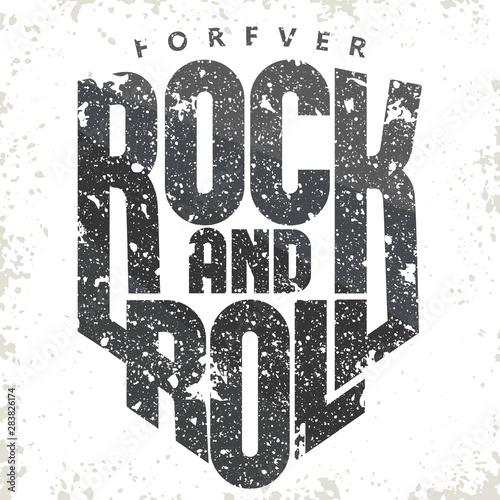 Rock music print vintage label. T-shirt print Vector