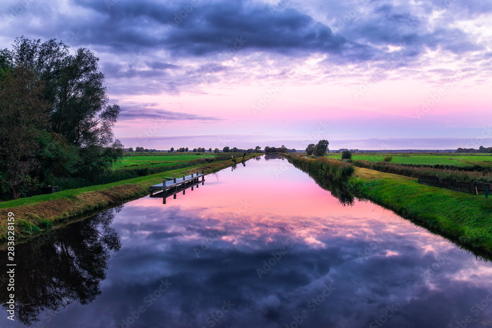 Sunrise near Dykhausen in east frisia on a cold morning Sunrise near Dykhausen in east frisia on a cold morning
