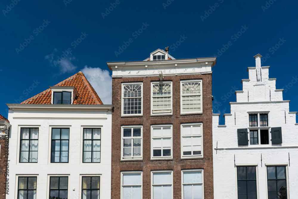 row houses along canal in Middelburg, The Netherlands
