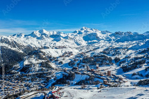 La Plagne from above in the french Alps © pierrick