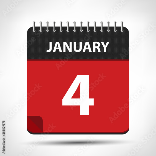 January 4 - Calendar Icon - Calendar design template
