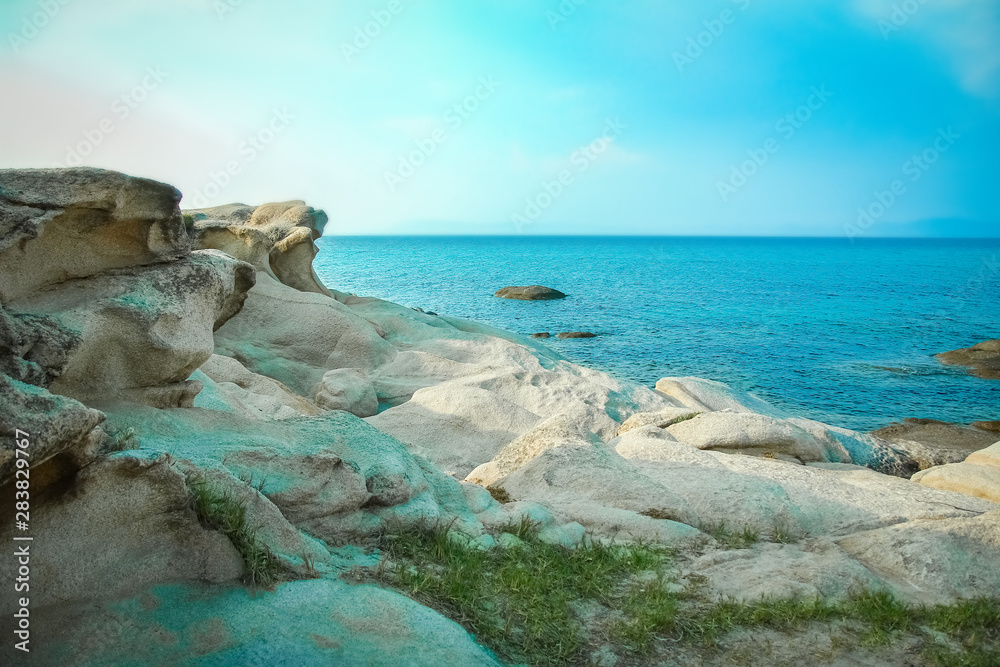 beautiful sea in greece on nature background