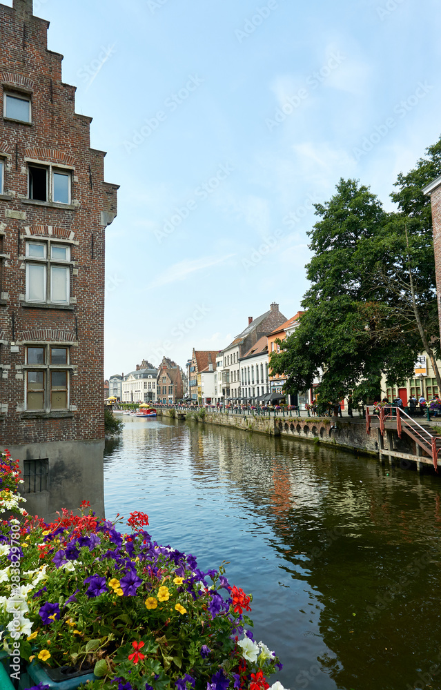 View of river canal in Ghent