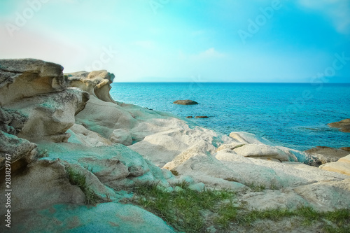 Obraz na płótnie beautiful sea in greece on nature background w salonie