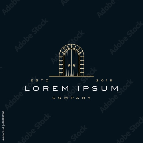 creative gate logo design vector template.retro gate symbol