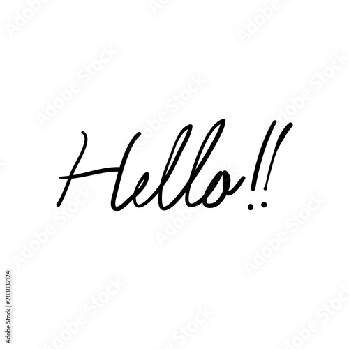 Hand Lettering for banner, poster and sticker concept with text Hello doodle style