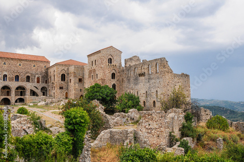 old ruins in Mystras town