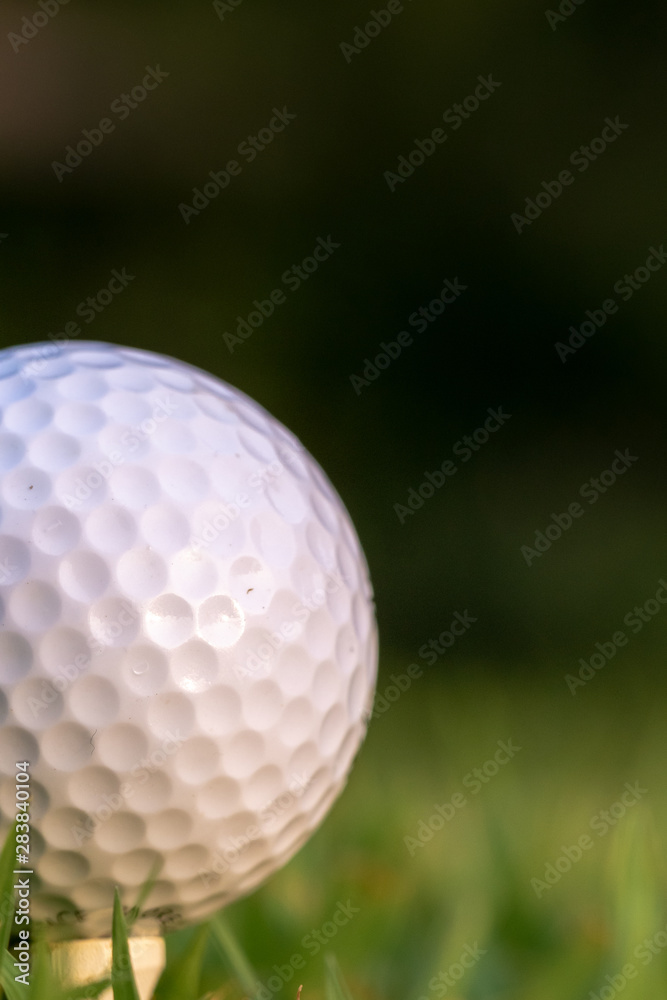 Portrait of golf ball on a tee background falling into darkness Portrait of golf ball on a tee background falling into darkness