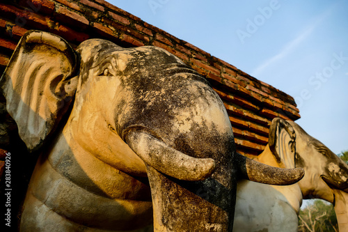 Photography statue of buddha in ayutthaya thailand, digital photo picture as a background