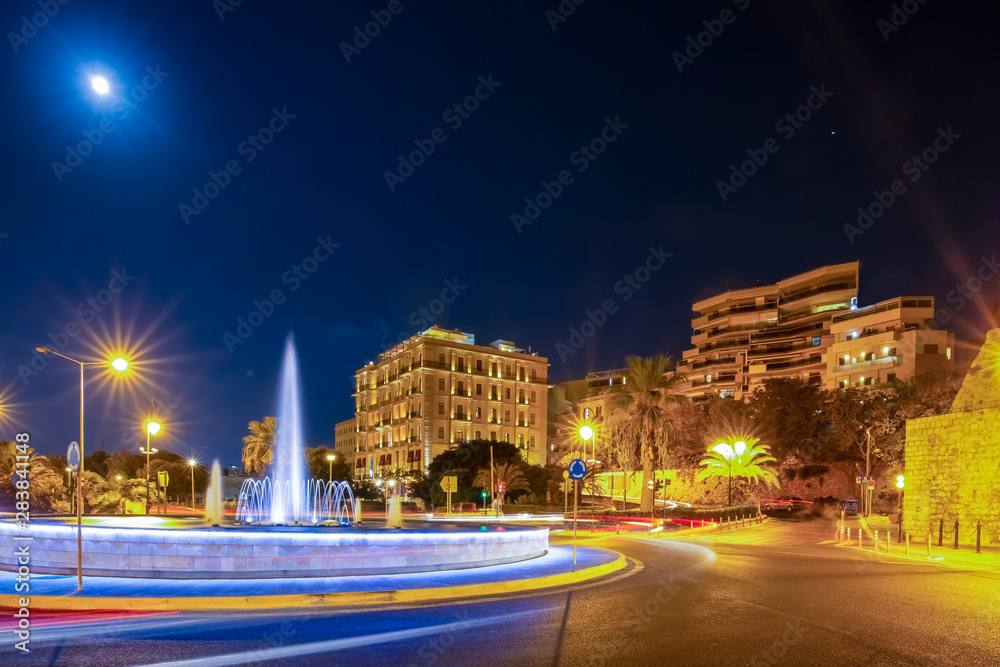City Center of Heraklion on Crete At Night Time