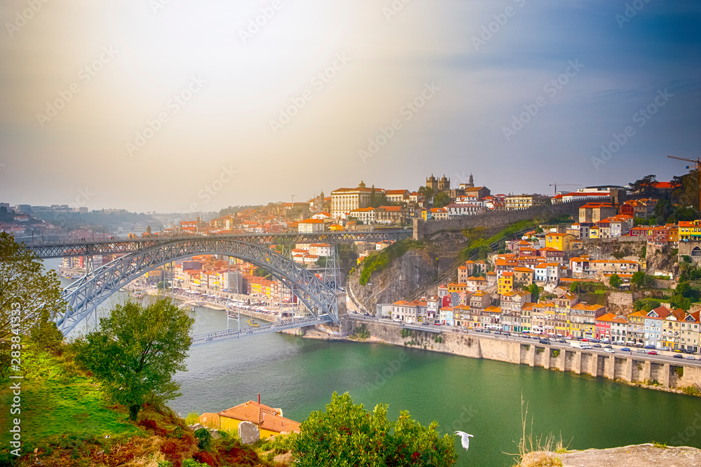 Fototapeta premium Famous Travel Destinations. Amazing Porto City In Portugal at Dusk.