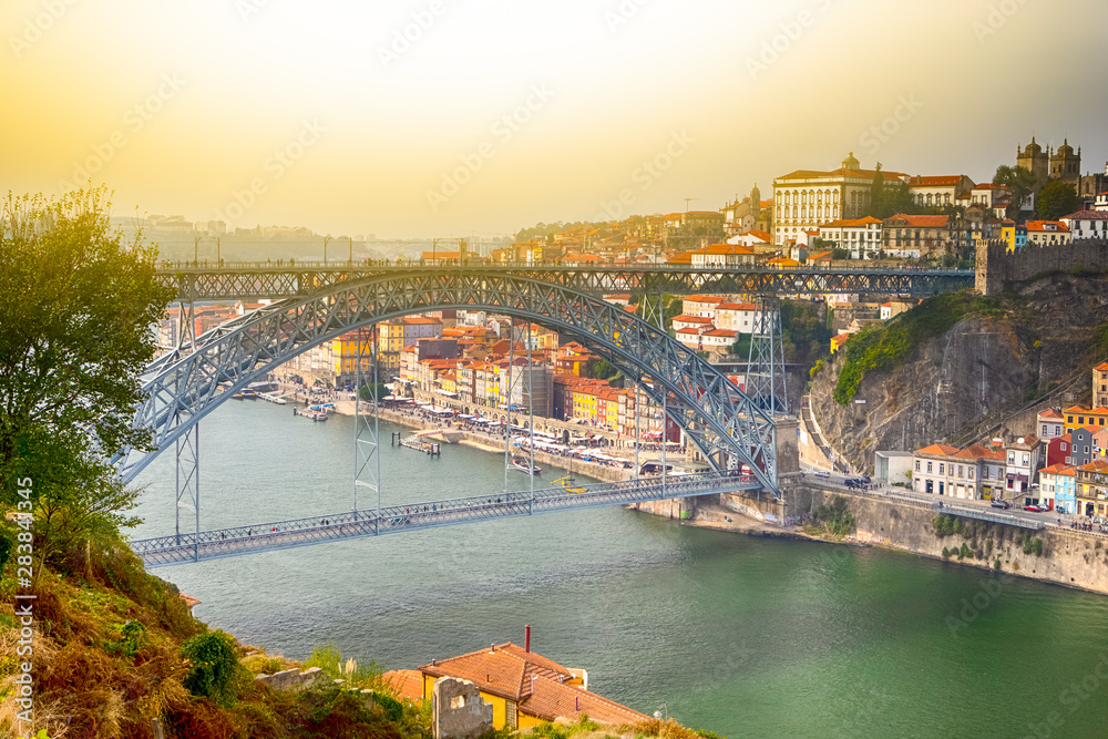 Famous Destinations. Amazing Porto City In Portugal at Sunset