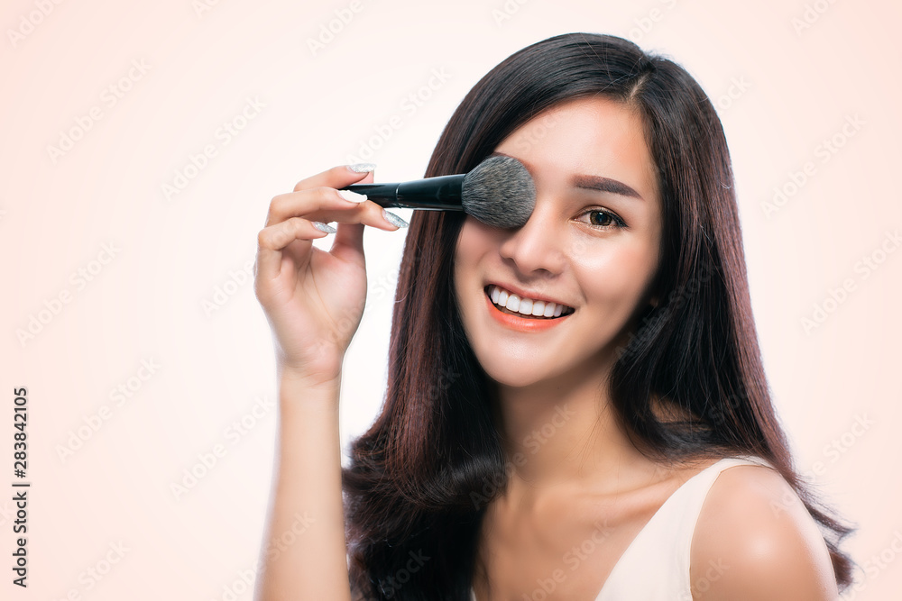 Beautiful Young asian Woman,Beauty vlogger or blogger doing a make up tutorial. Beautiful Young asian Woman,Beauty vlogger or blogger doing a make up tutorial.