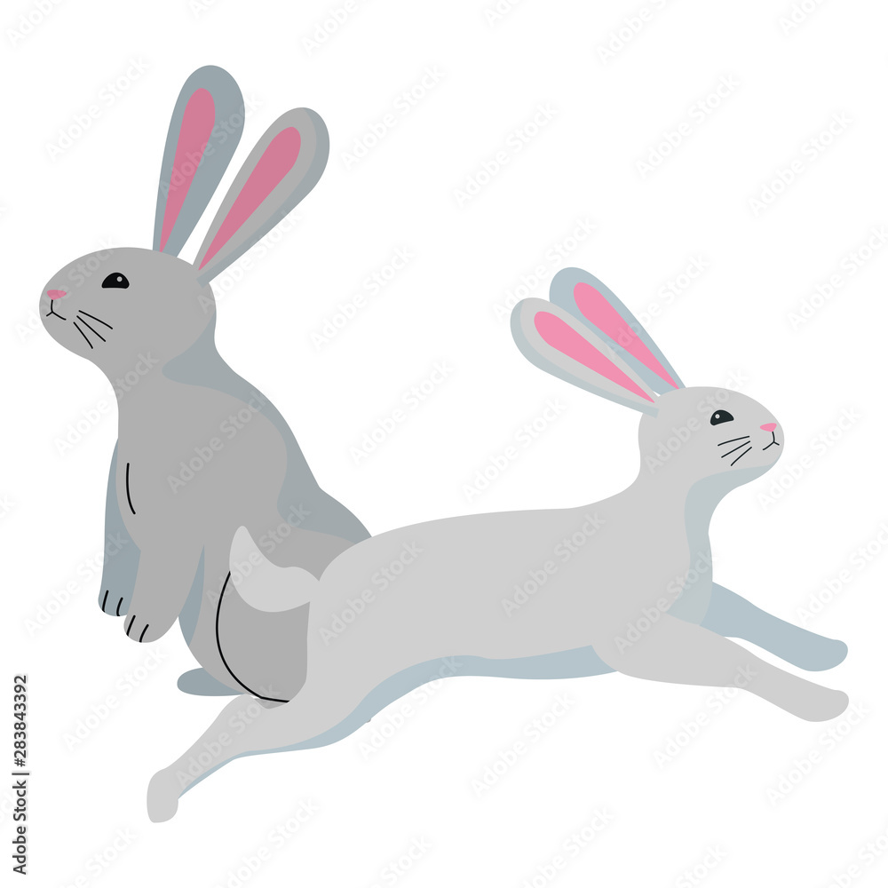 Obraz premium Cute two rabbits animals cartoons