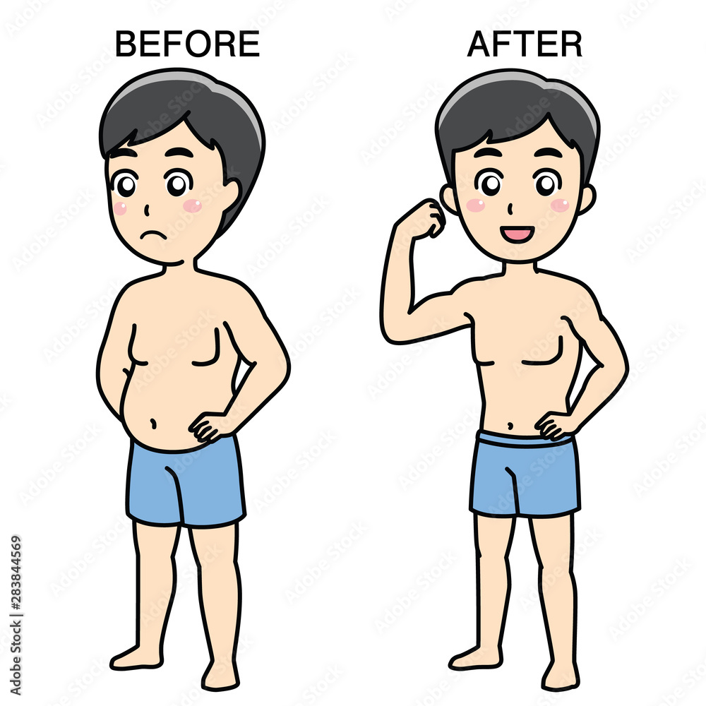 男性のダイエットビフォーアフター Stock イラスト Adobe Stock