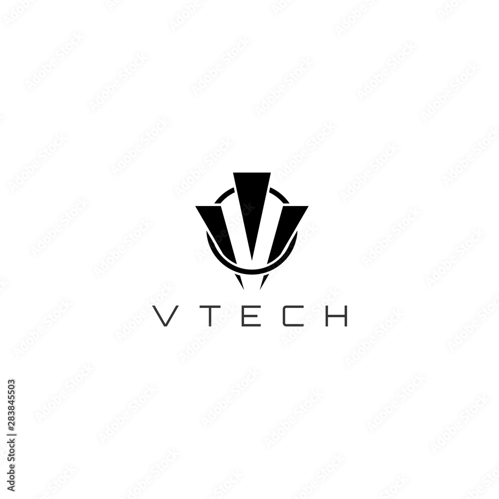 v tech logo concept black vector v tech logo concept black vector