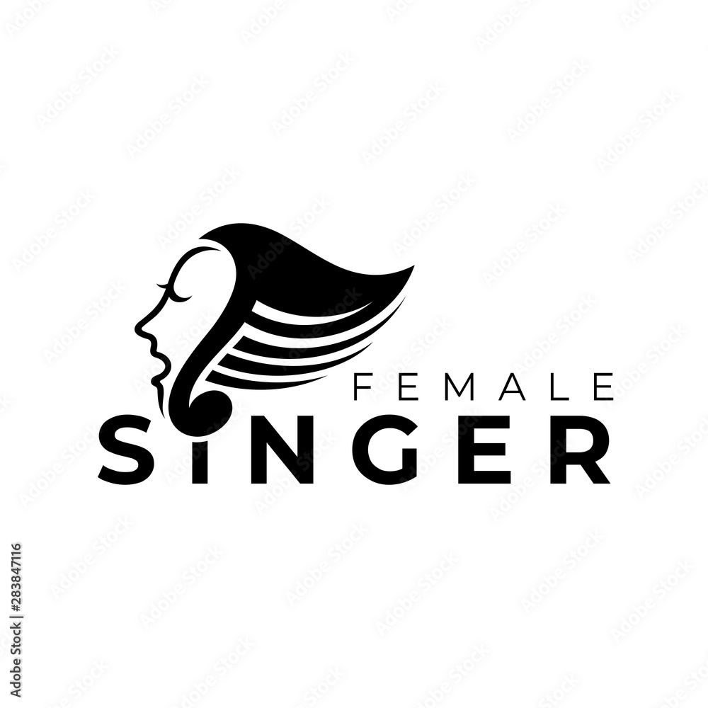 singer with music note logo.flat style.choir vector illustration.modern musical design